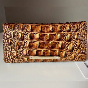Brahmin Ady Wallet Teak Melbourne Embossed Leather Snap Closure NWT
